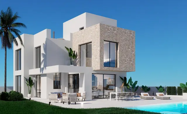 Nieuwbouwvilla's met privézwembad en zeezicht in Finestrat, Finestrat