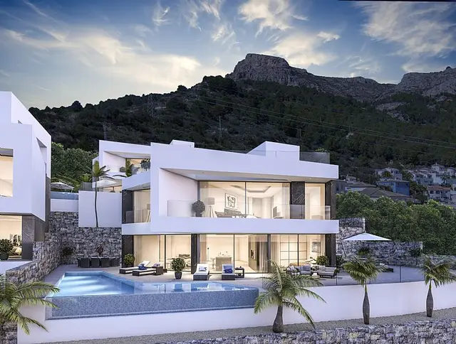 Nieuwbouwvilla's met privézwembad en zeezicht in Calp, Calp