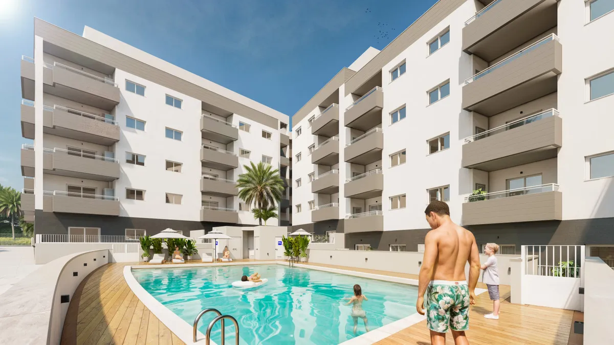 Nieuwbouwappartementen met binnenzwembad in Roquetas de Mar, foto 1
