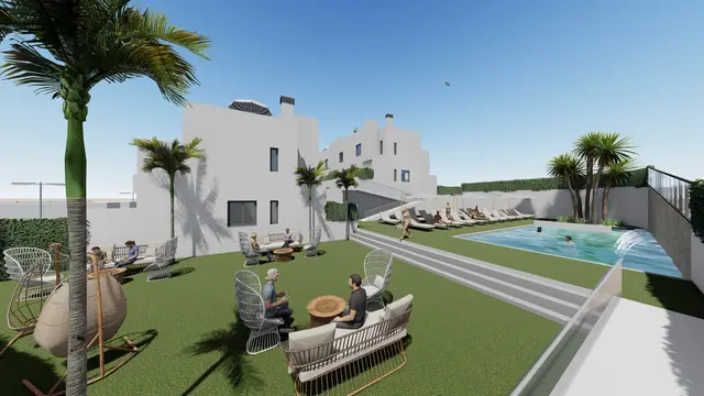 Nieuwbouwvilla's met privétuin en gemeenschappelijk zwembad in Cox, Cox